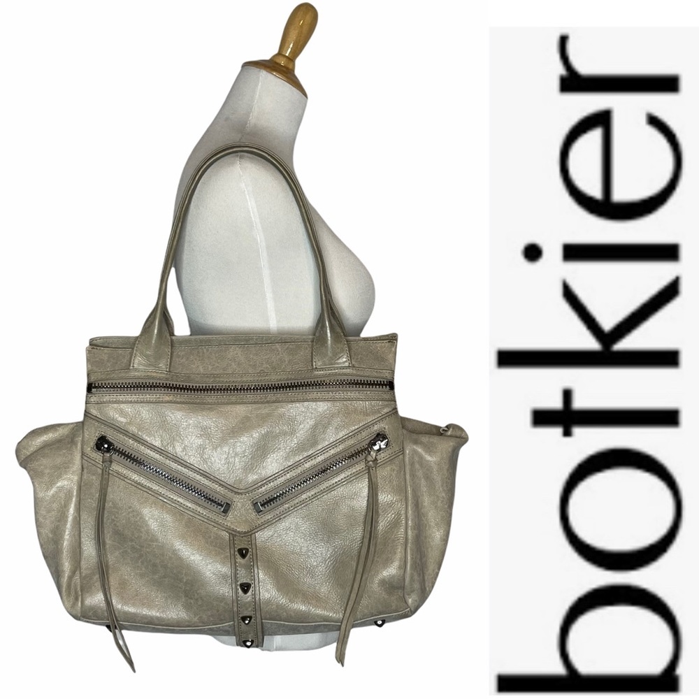 Botkier Large Gray Leather Trigger Satchel Bag